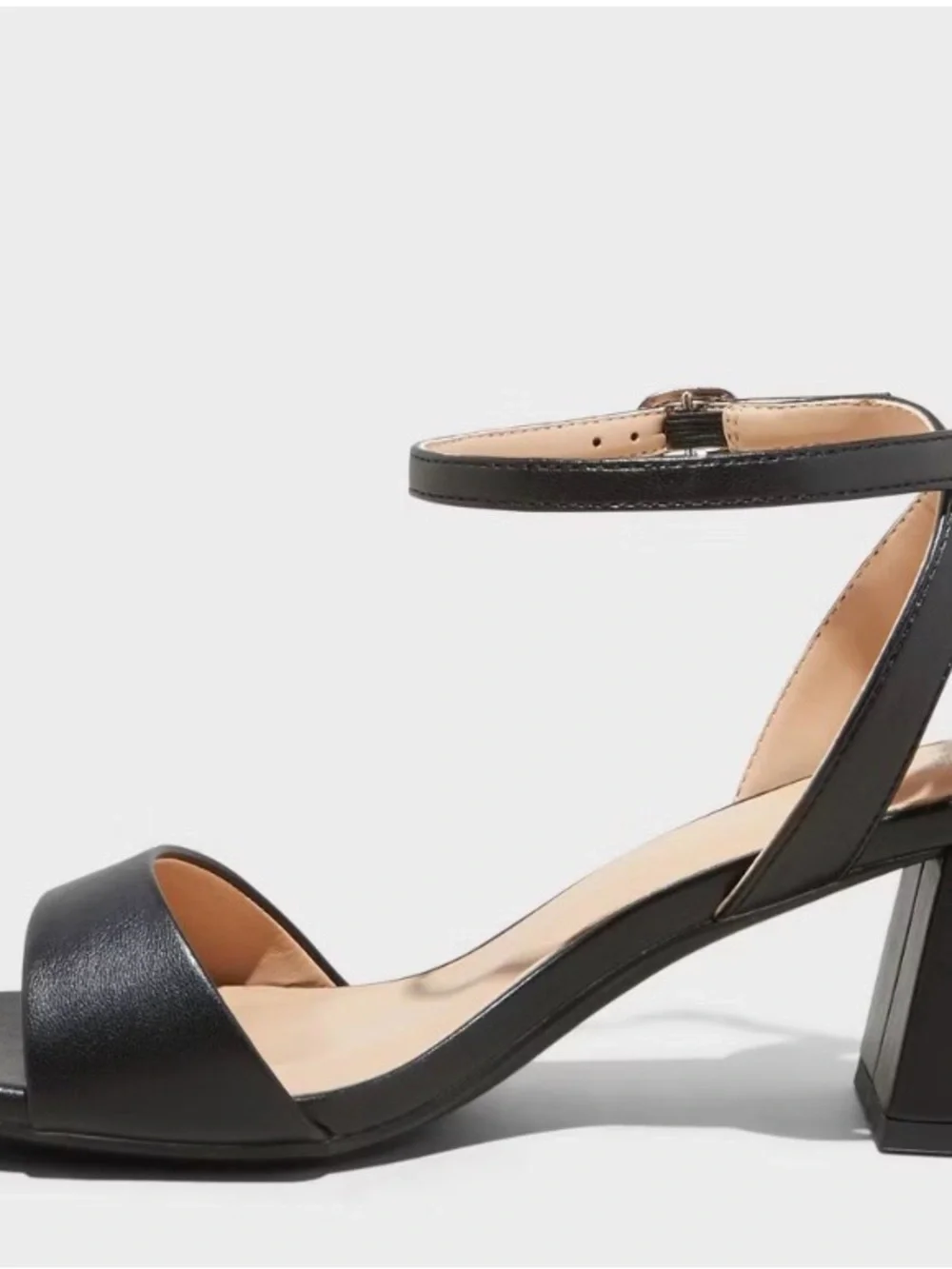 a new day Black Square-Toe Ankle Strap Sandals